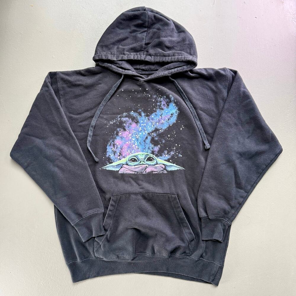 Star Wars Grogu Baby Yoda Galaxy Hoodie Sweatshirt Black Pullover Unisex XS